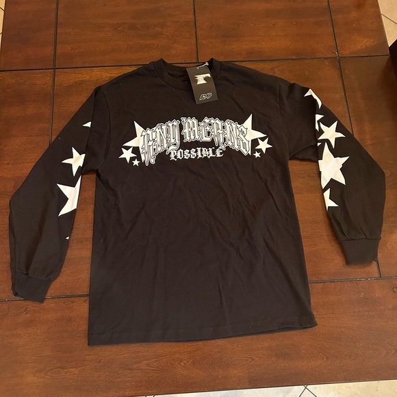 AMP Stars Long Sleeve Black Tee Shirt - Size Medium - Picture 4 of 4